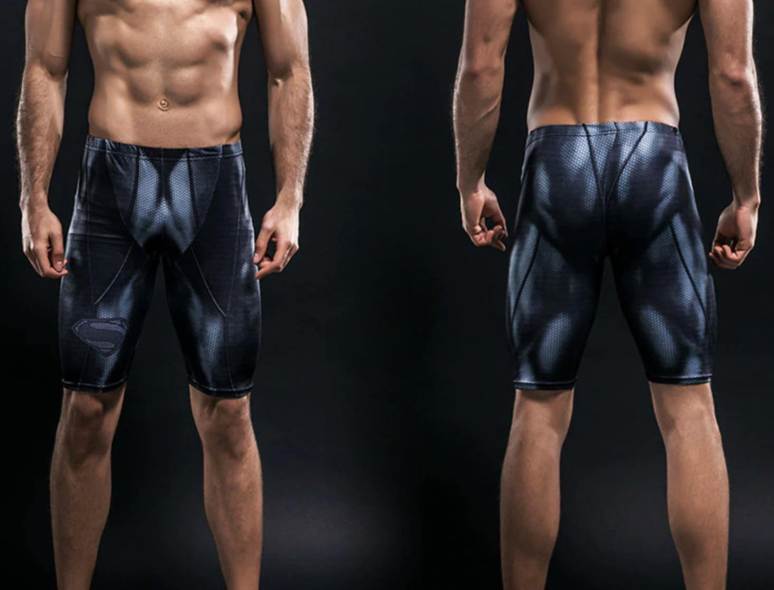 Black Superman Compression Grappling Spats Shorts