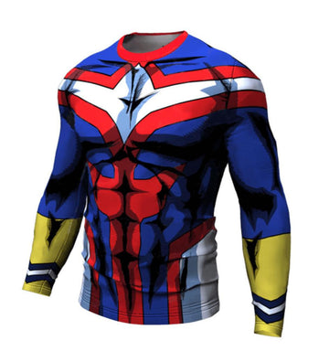 BJJ Rash Guard My Hero All Might Long Sleeve Compression Rash Guard