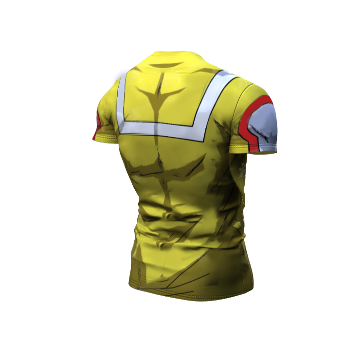 My Hero Academia BJJ Rash Guard Compression UA Uniform Yellow Premium Short Sleeve Rashguard