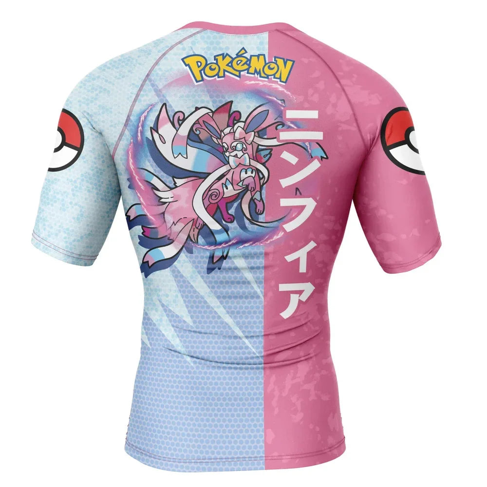 Sylveon Kids Pokemon Short Sleeve Compression Rashguard