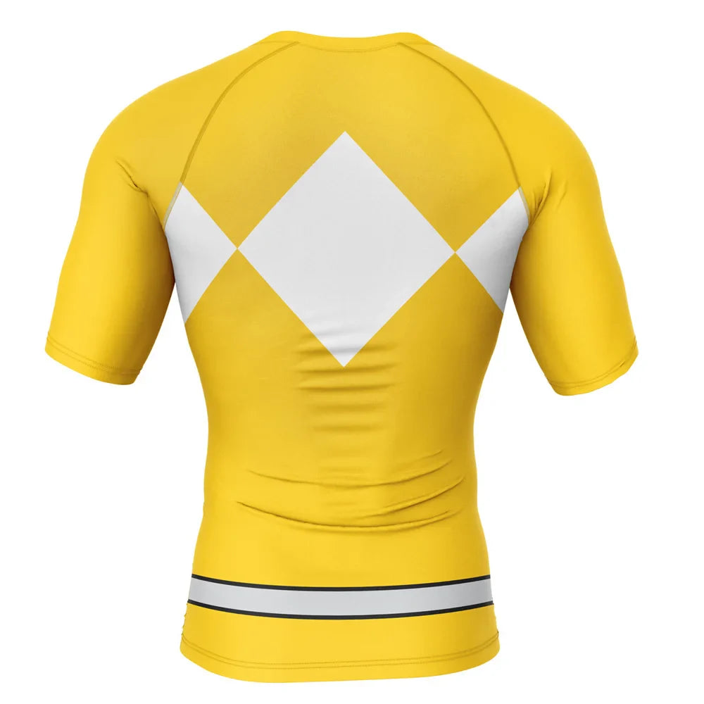 Yellow Ranger Short Sleeve Compression Rashguard Power Rangers
