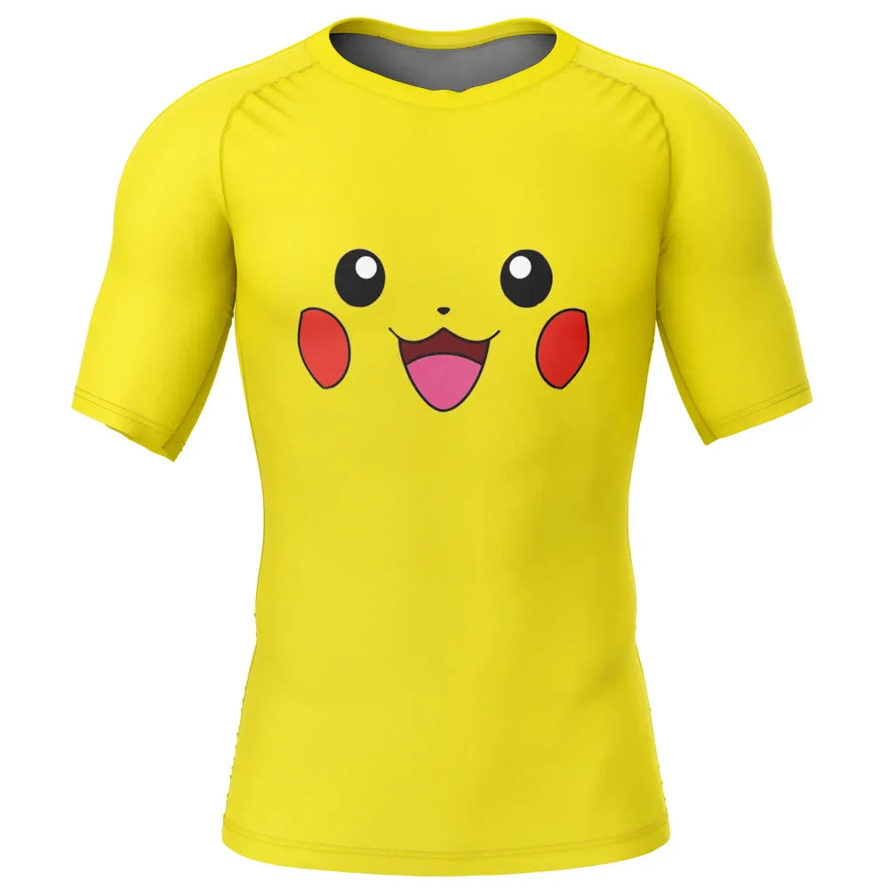Pikachu Face Kids Pokemon Short Sleeve Compression Rashguard