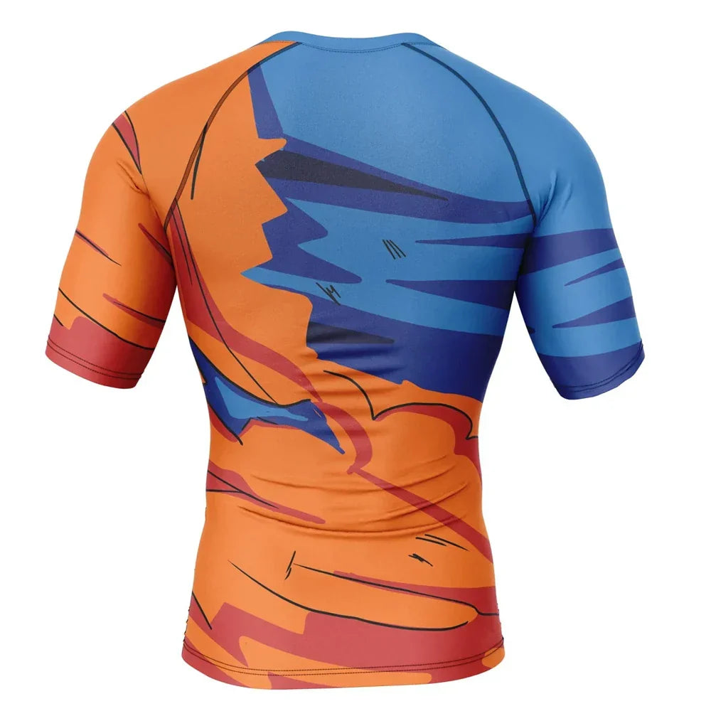 BJJ Rash Guard Dragon Ball Z Goku Battle Short Sleeve Rashguard Compression