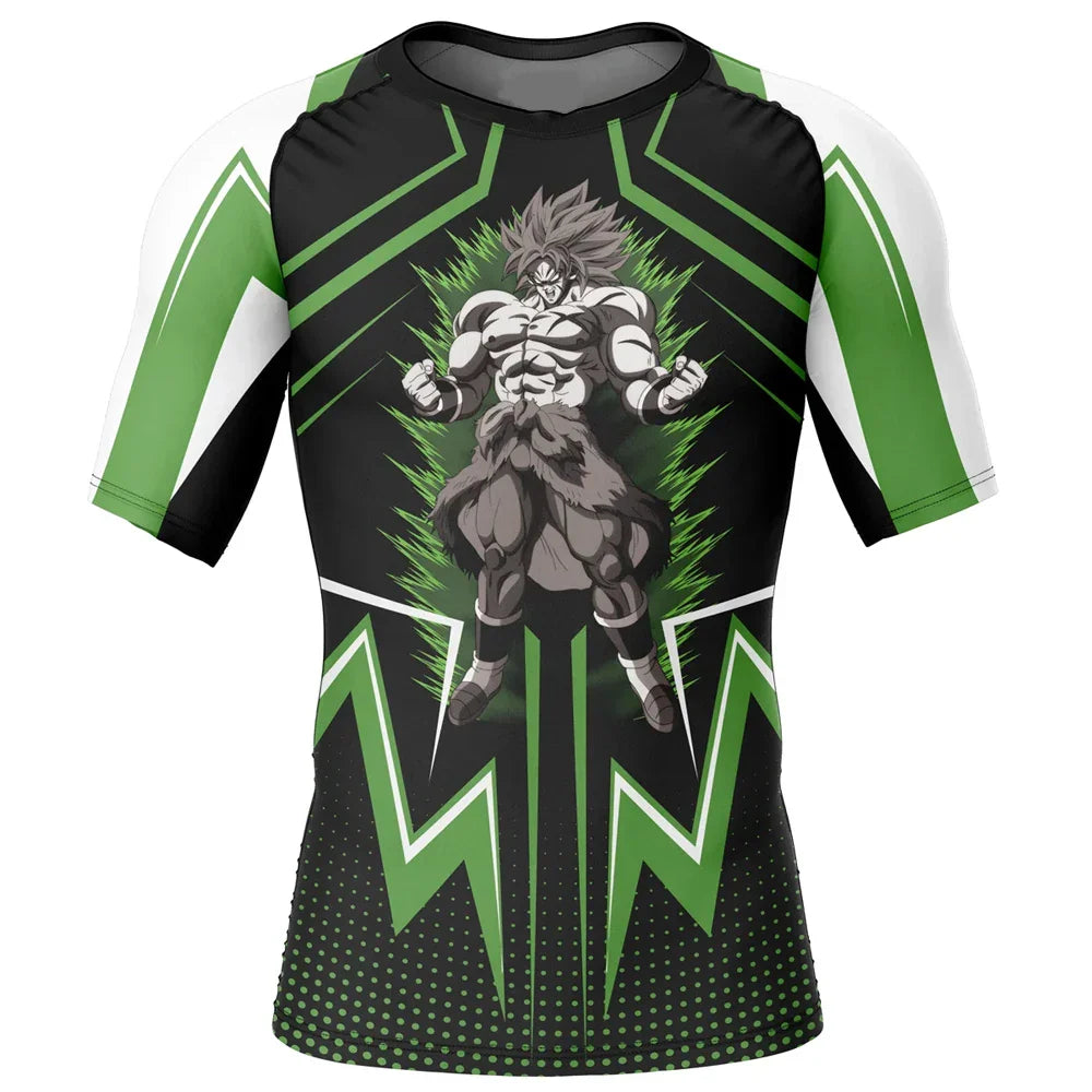 Dragon Ball Z BJJ Rash Guard Short Sleeve Compression Rashguard Broly's Gym