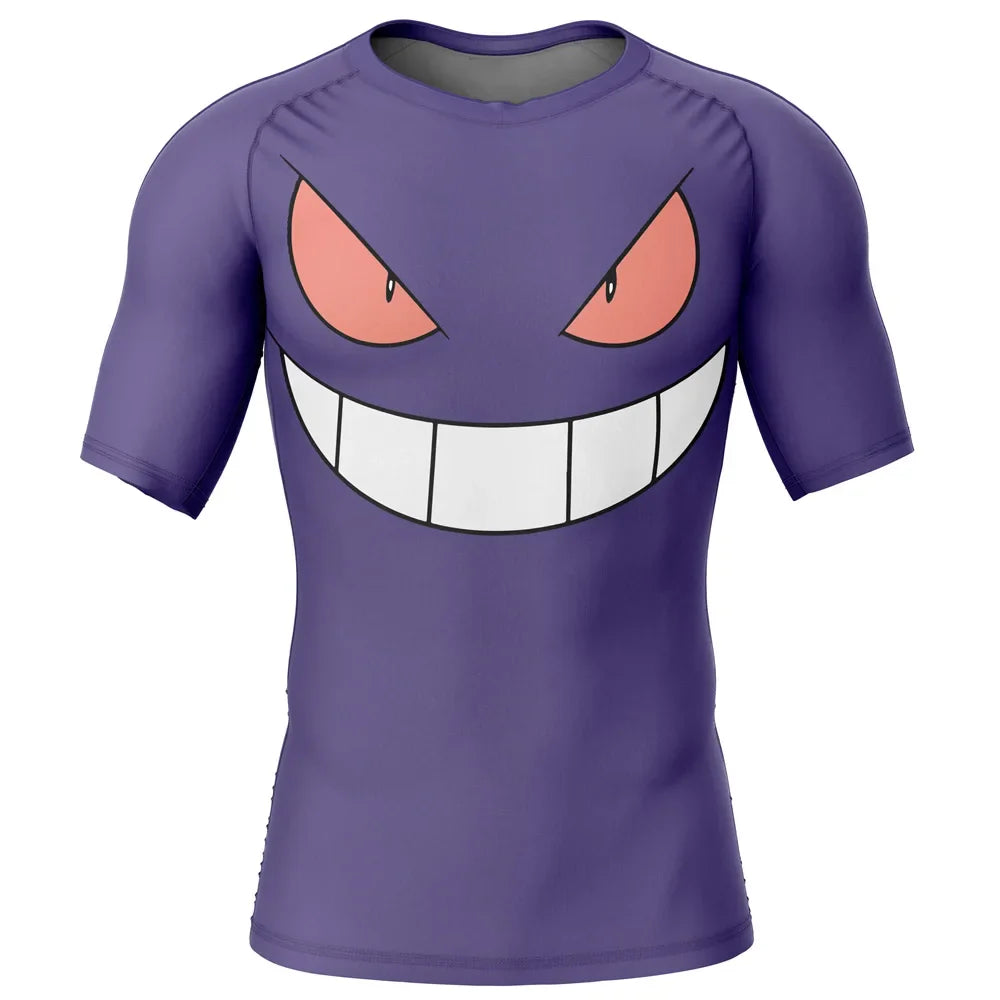 Kids Pokemon Gengar Face Short Sleeve Compression Rashguard Kids Pokemon Gengar Face Short Sleeve