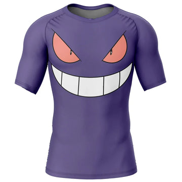 Kids Pokemon Gengar Face Short Sleeve Compression Rashguard Kids Pokemon Gengar Face Short Sleeve