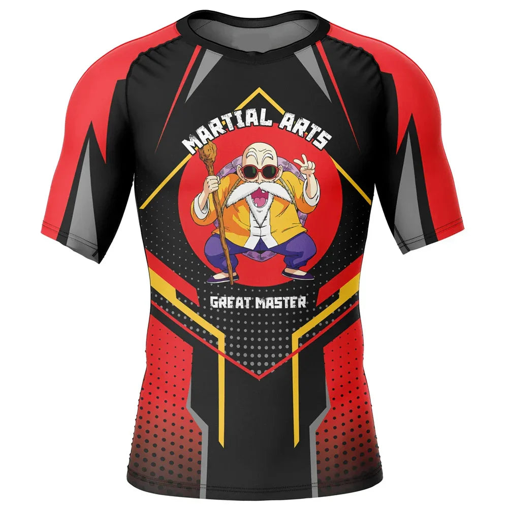 BJJ Rash Guard Dragon Ball Z Roshi's Gym Short Sleeve Compression Rashguard