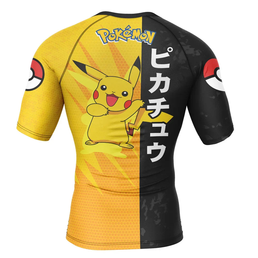 Pikachu Pika Pika Kids Pokemon Short Sleeve Compression Rashguard