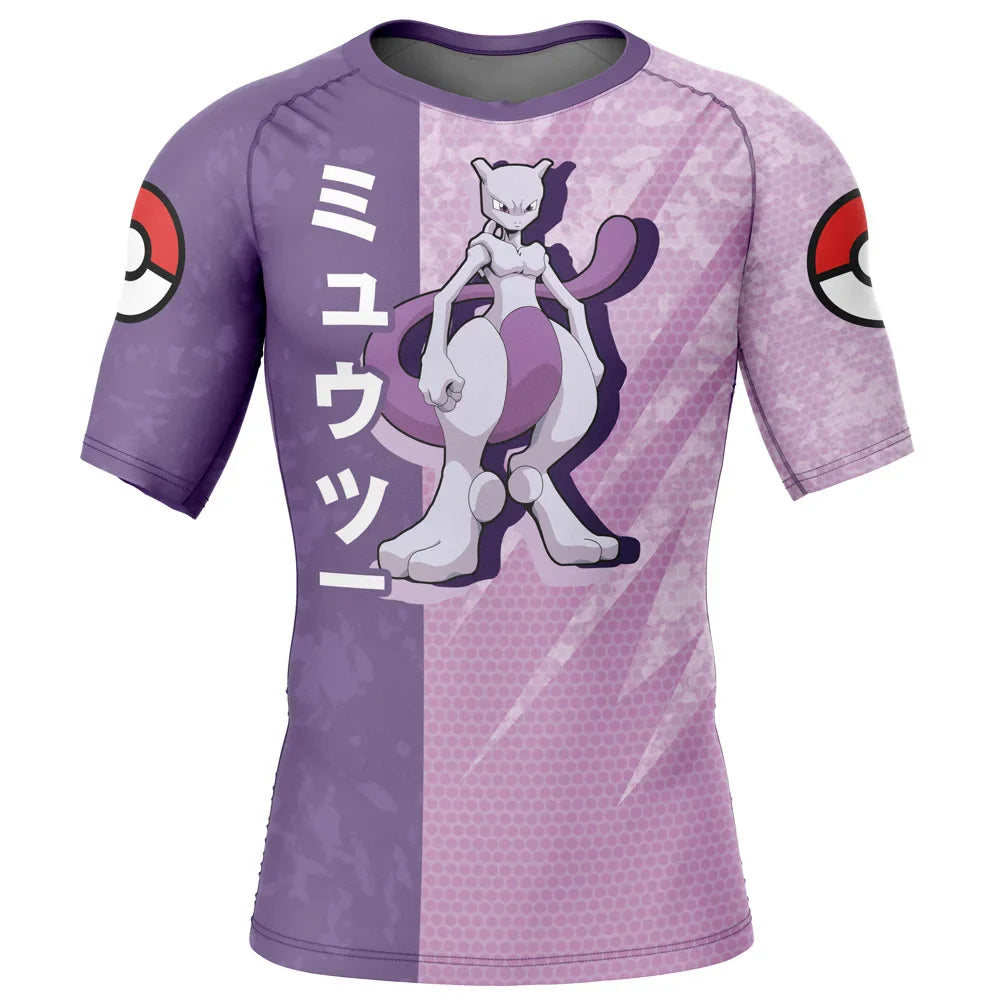 Mewtwo Kids Pokemon Short Sleeve Compression Rashguard