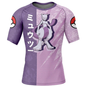 Mewtwo Kids Pokemon Short Sleeve Compression Rashguard