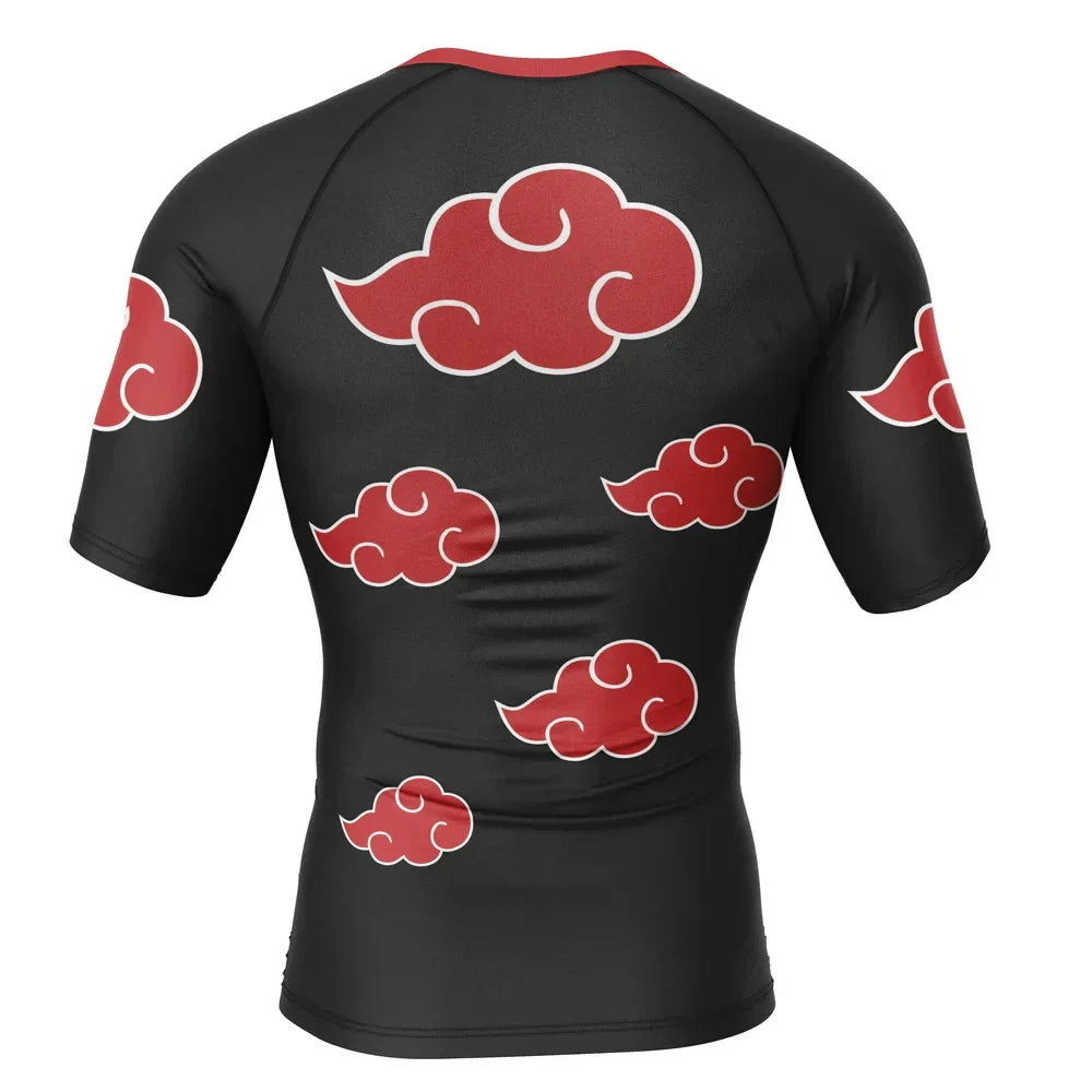 BJJ Rash Guard Kids Naruto Akatsuki Cloud Short Sleeve Compression Rashguard