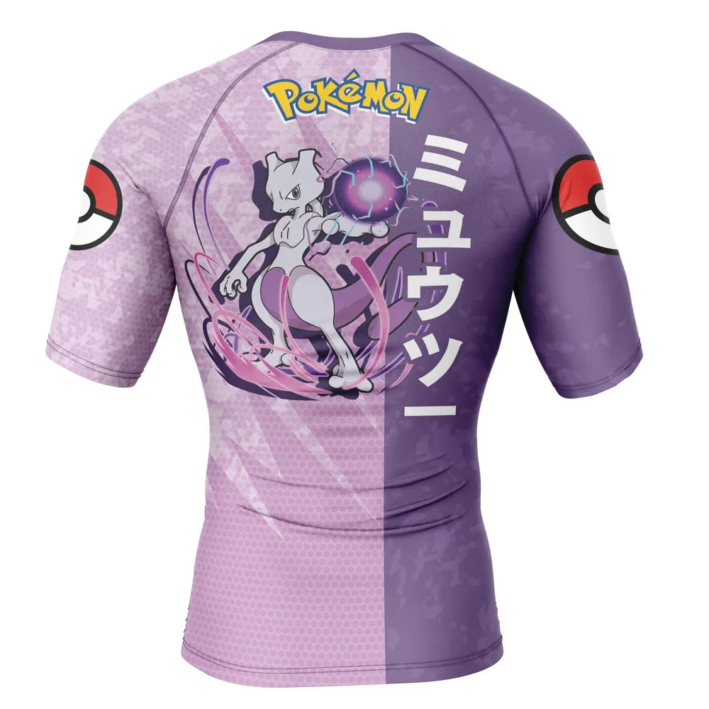 Mewtwo Kids Pokemon Short Sleeve Compression Rashguard