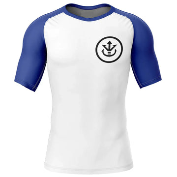 Dragon Ball Z Vegeta Saiyan Royal Crest BJJ Rash Guard Short Sleeve Compression Rashguard