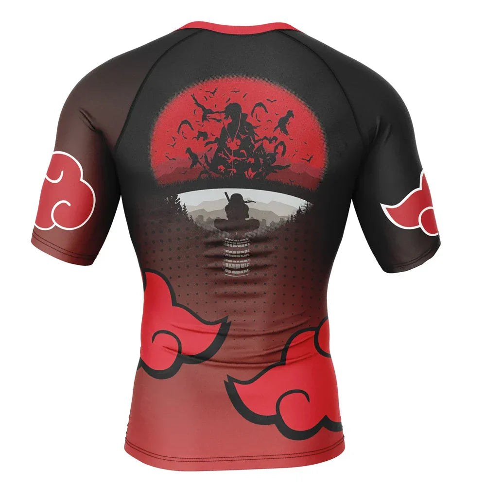 BJJ Rash Guard Kids Naruto Itachi Short Sleeve Rashguard Compression