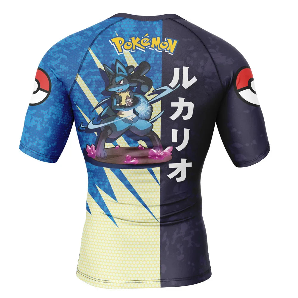 Lucario Pokemon Kids Short Sleeve Compression Rashguard