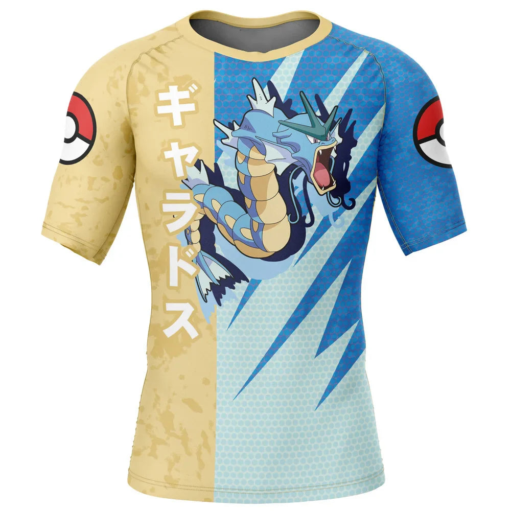 Gyarados Rashguard Kids Pokemon Short Sleeve Compression