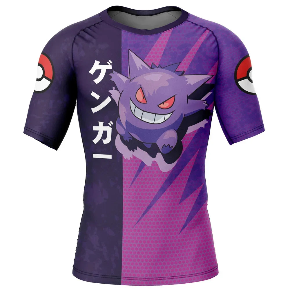Kids Pokemon Gengar Invading Tokyo Short Sleeve Compression Rashguard Gengar Invading Tokyo Kids Pokemon Short Sleeve