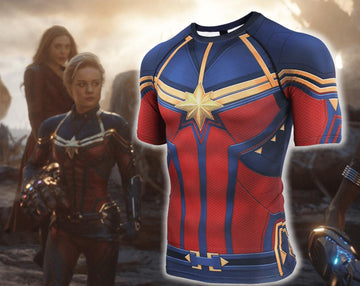 Women's Captain Marvel End Game Compression Short Sleeve Rashguard