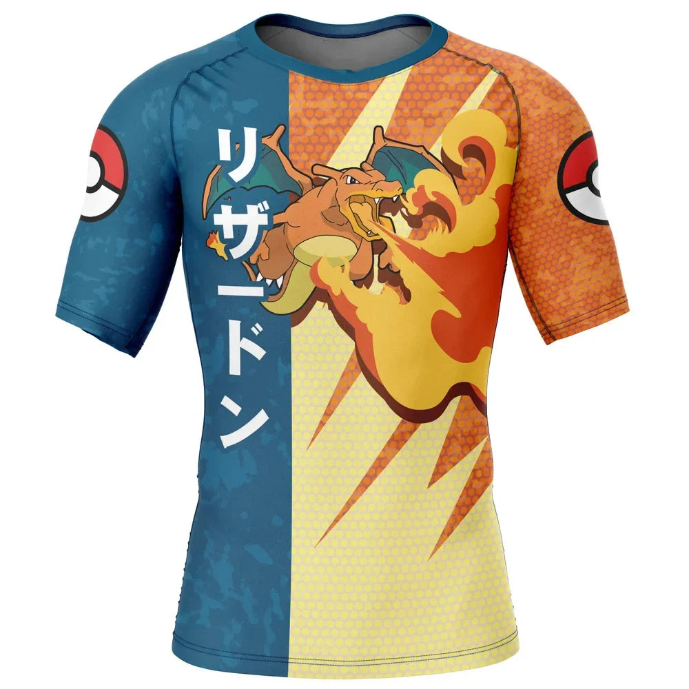Kids Pokemon Charizard Short Sleeve Compression Rashguard Kids Pokemon Charizard Short Sleeve Compression Rashguard
