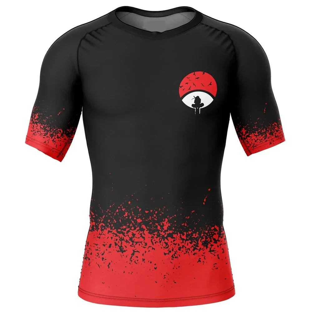 Naruto Sharingan BJJ Rash Guard Short Sleeve Compression Rashguard Naruto Sharingan