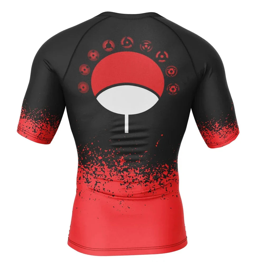 Naruto Sharingan BJJ Rash Guard Short Sleeve Compression Rashguard Naruto Sharingan