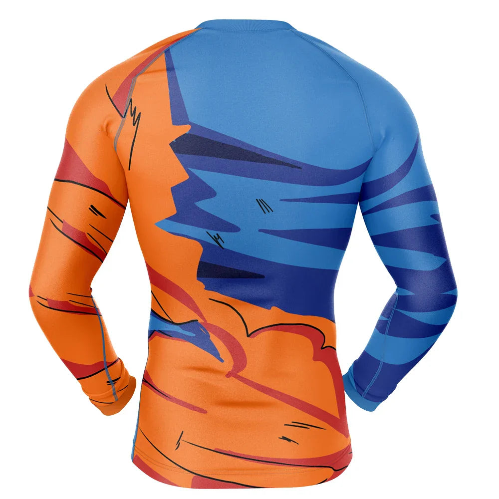 Dragon Ball Z BJJ Rash Guard Goku Battle Long Sleeve Rashguard Compression