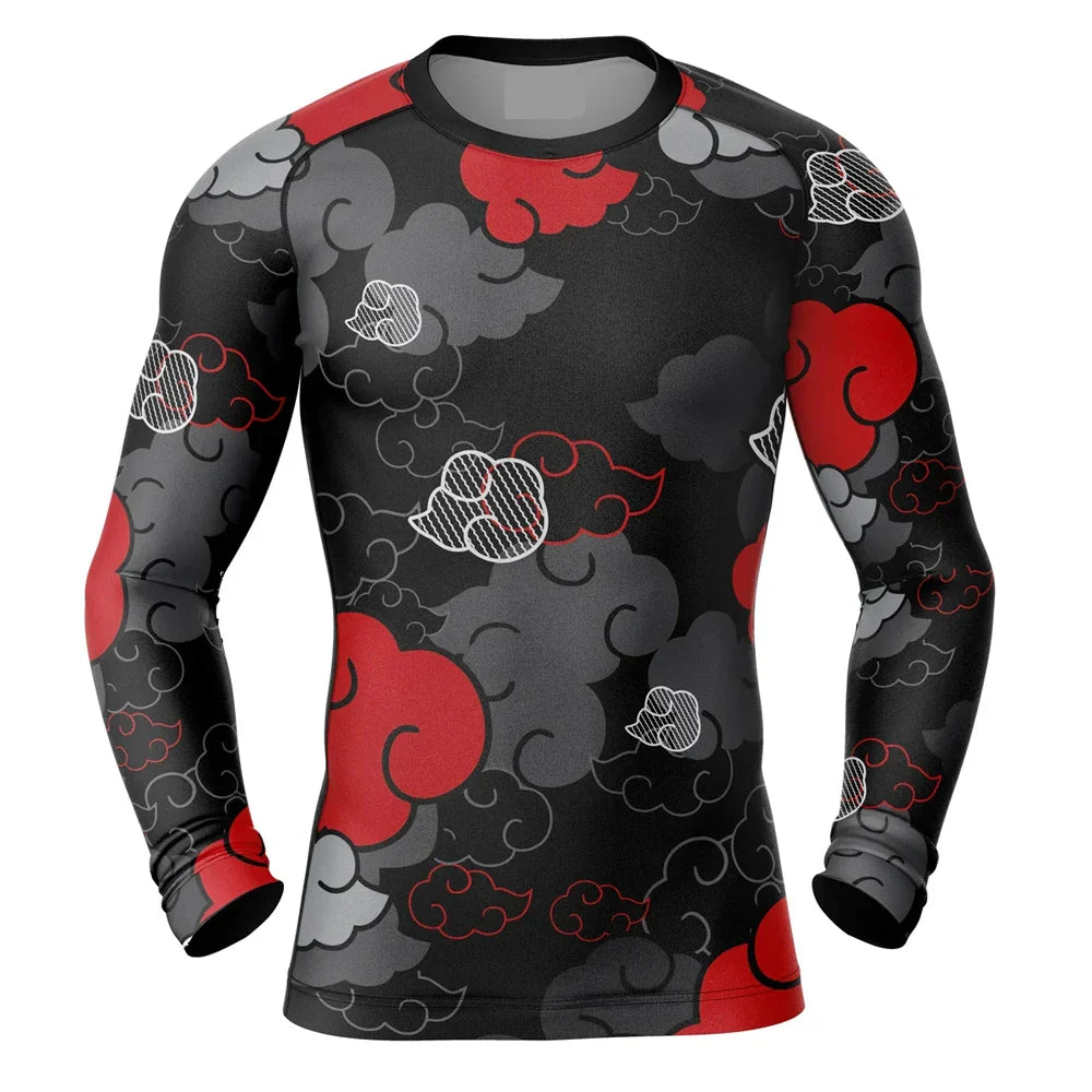 Naruto Akatsuki Monochrome Kids Long Sleeve Compression Rashguard
