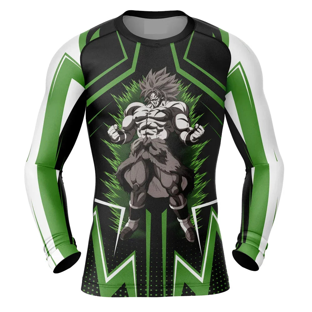 BJJ Rash Guard Dragon Ball Z Broly's Gym Long Sleeve Compression Rash Guard Rashguard