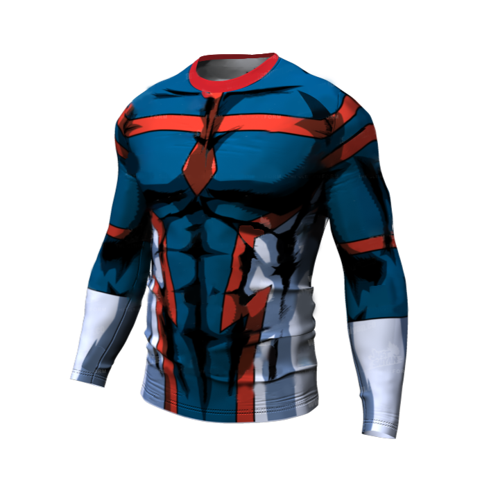 My Hero Academia Compression Young Might Premium Long Sleeve Rash Guard BJJ Rashguard