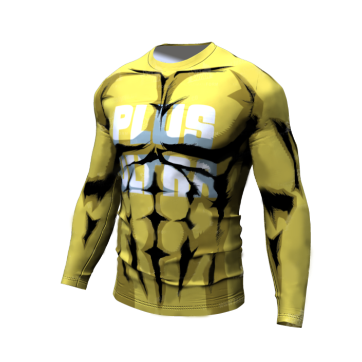 My Hero Academia BJJ Rash Guard Plus Ultra Yellow Compression Premium Long Sleeve Rashguard