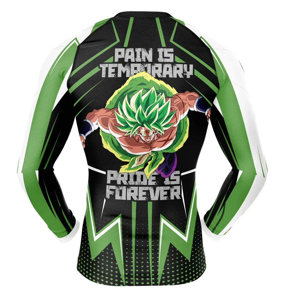 BJJ Rash Guard Dragon Ball Z Broly's Gym Long Sleeve Compression Rash Guard Rashguard