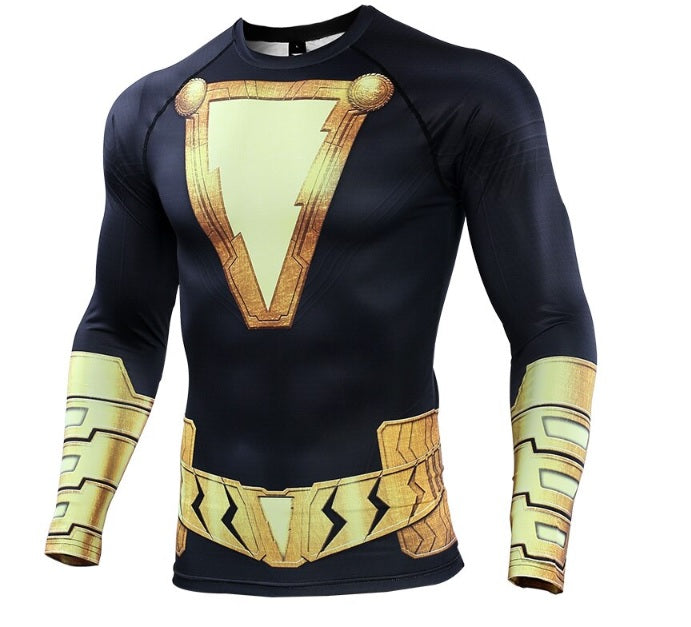 Premium Black Adam Long Sleeve Compression Rash Guard