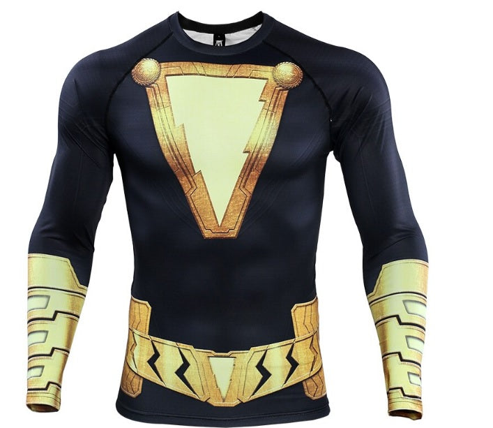 Premium Black Adam Long Sleeve Compression Rash Guard