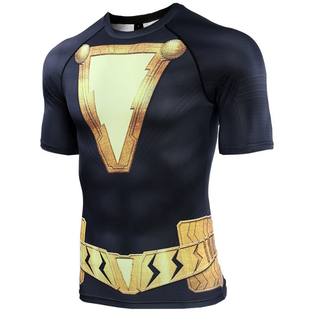 Premium Black Adam Short Sleeve Compression Rash Guard