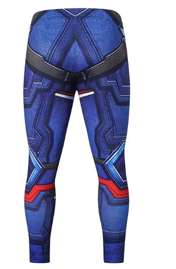 Red White And Blue Men's Captain America Steve Rogers Compression Leggings Spats