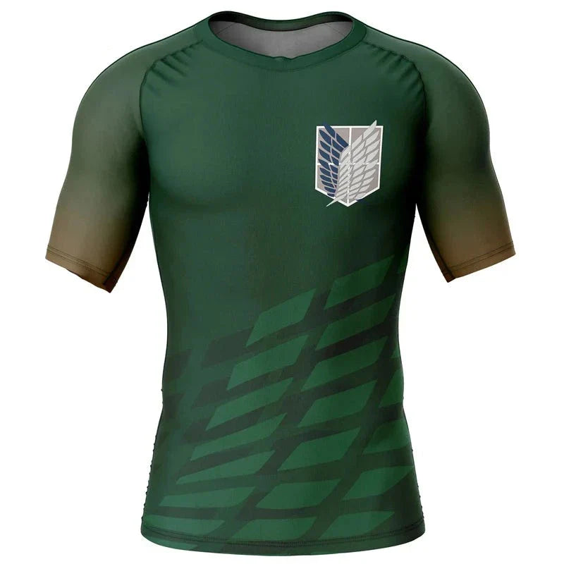 Survey Corps Attack on Titan Short Sleeve Rashguard Compression
