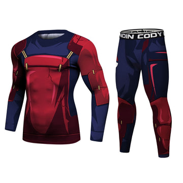 Naruto Madara Elite BJJ Rash Guard Long Sleeve Compression Rash Guard Set