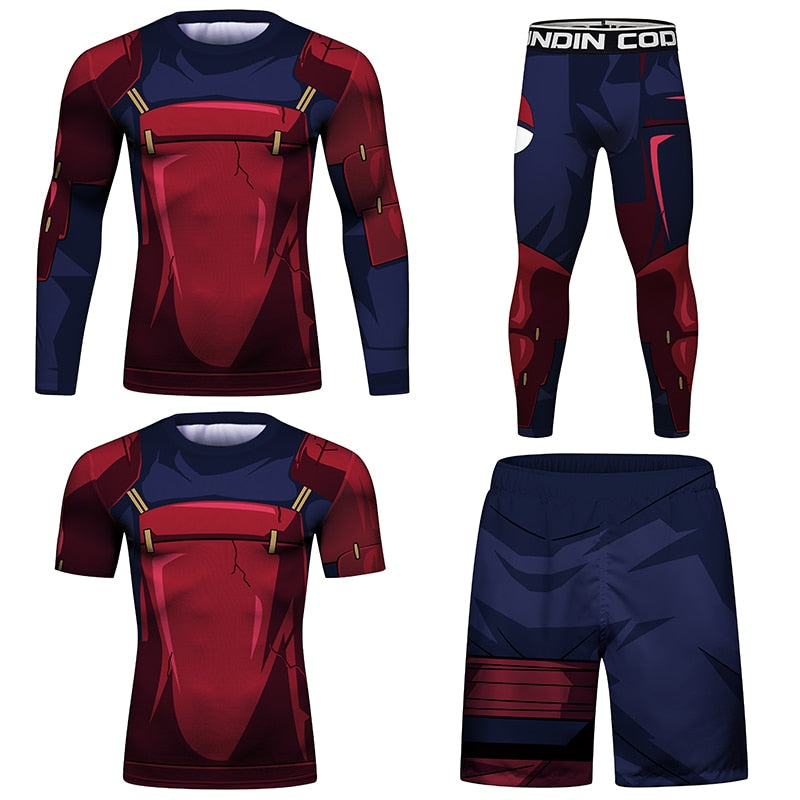 BJJ Rash Guard Naruto Madara Elite Four Piece Compression Rash Guard Fight Set BJJ Rash Guard