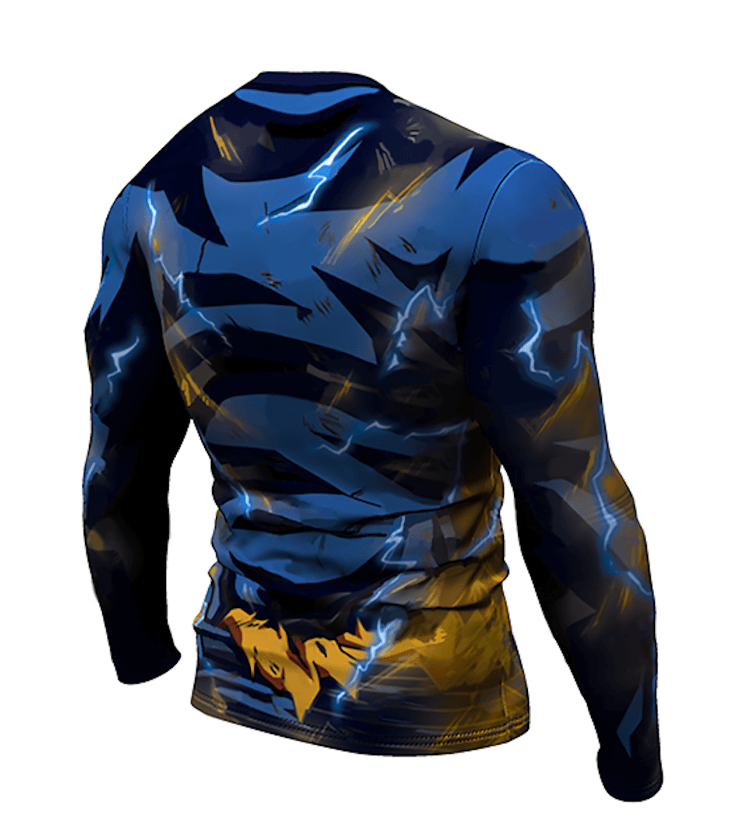 Dragon Ball Z BJJ Rash Guard Compression Battle Damaged Super Saiyan 2 Goku Premium Long Sleeve Rashguard