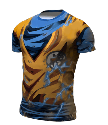 BJJ Rash Guard Dragon Ball Z Compression Super Saiyan 2 Goku Premium Short Sleeve Rash Guard