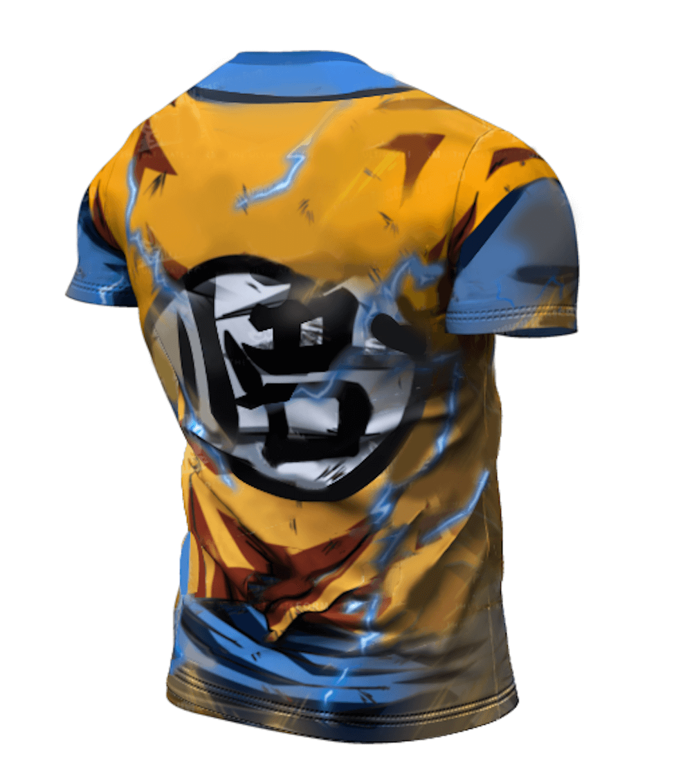 BJJ Rash Guard Dragon Ball Z Compression Super Saiyan 2 Goku Premium Short Sleeve Rash Guard