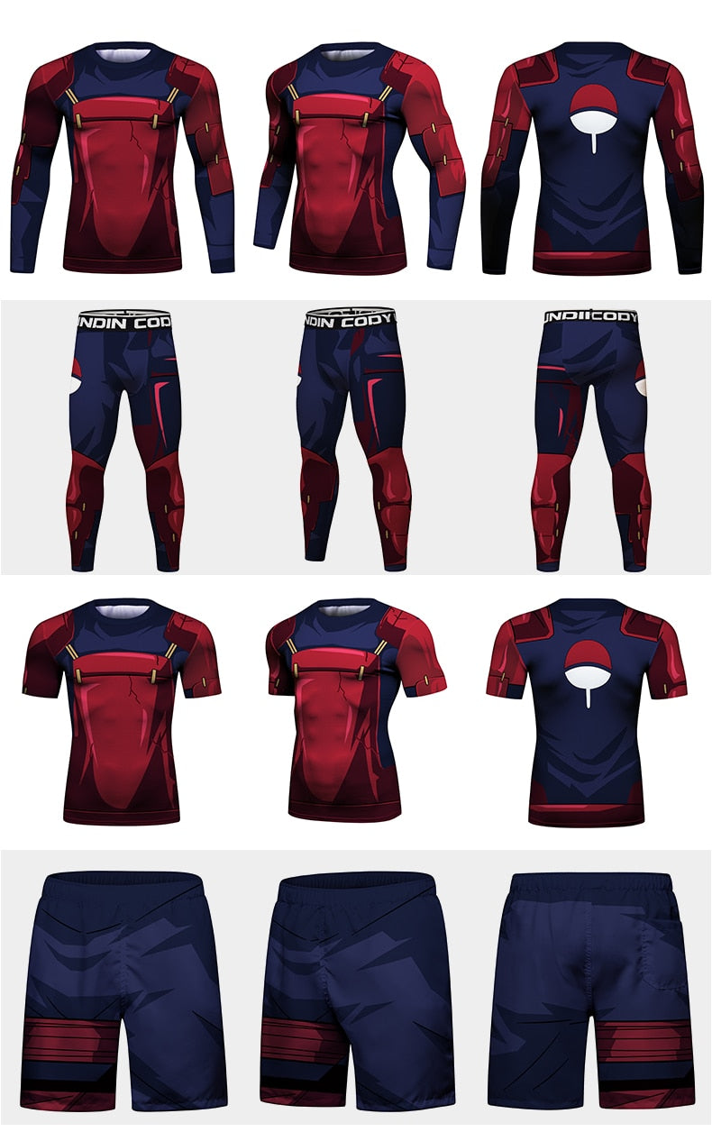 Naruto Elite Four Piece Compression Rash Guard Fight Set 'Madara'