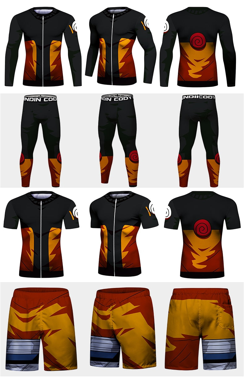 Naruto Elite BJJ Rash Guard Four Piece Compression Rash Guard Fight Set