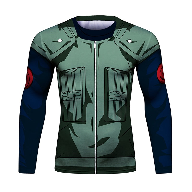 Naruto Kakashi BJJ Rash Guard Elite Long Sleeve Compression Rash Guard