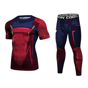 Naruto Madara Elite BJJ Rash Guard Short Sleeve Compression Rash Guard Set