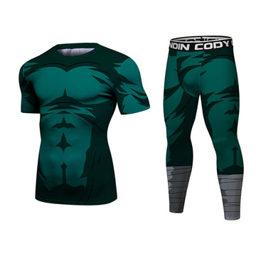 Naruto Rock Lee BJJ Rash Guard Elite Short Sleeve Compression Set Rash Guard