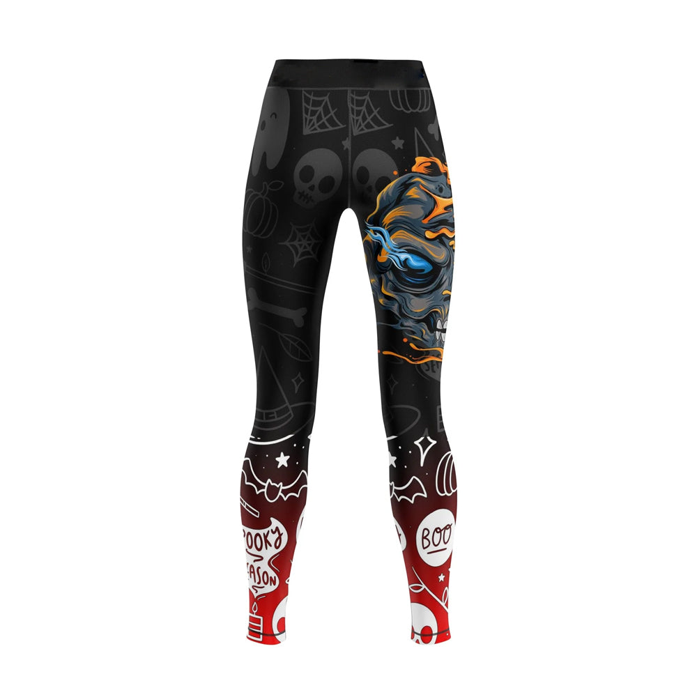 Skull O'Lantern Halloween Compression Leggings Spats