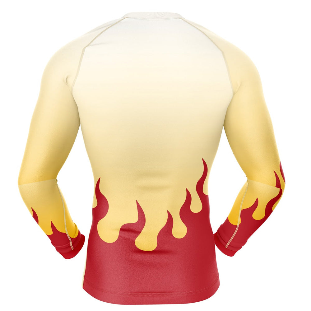 Rengoku Print Demon Slayer Long Sleeve Compression Rashguard