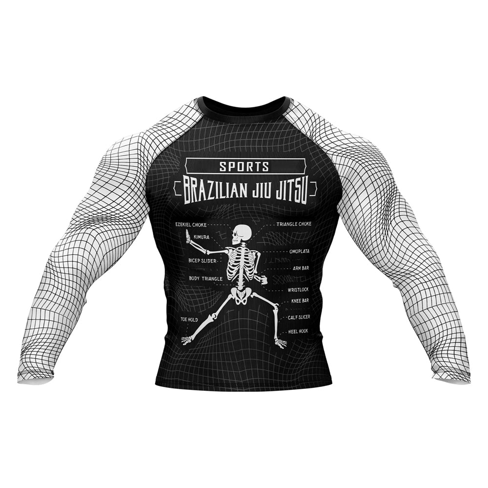Brazilian Jiu Jitsu Anatomy Submissions Long Sleeve Rashguard Compression