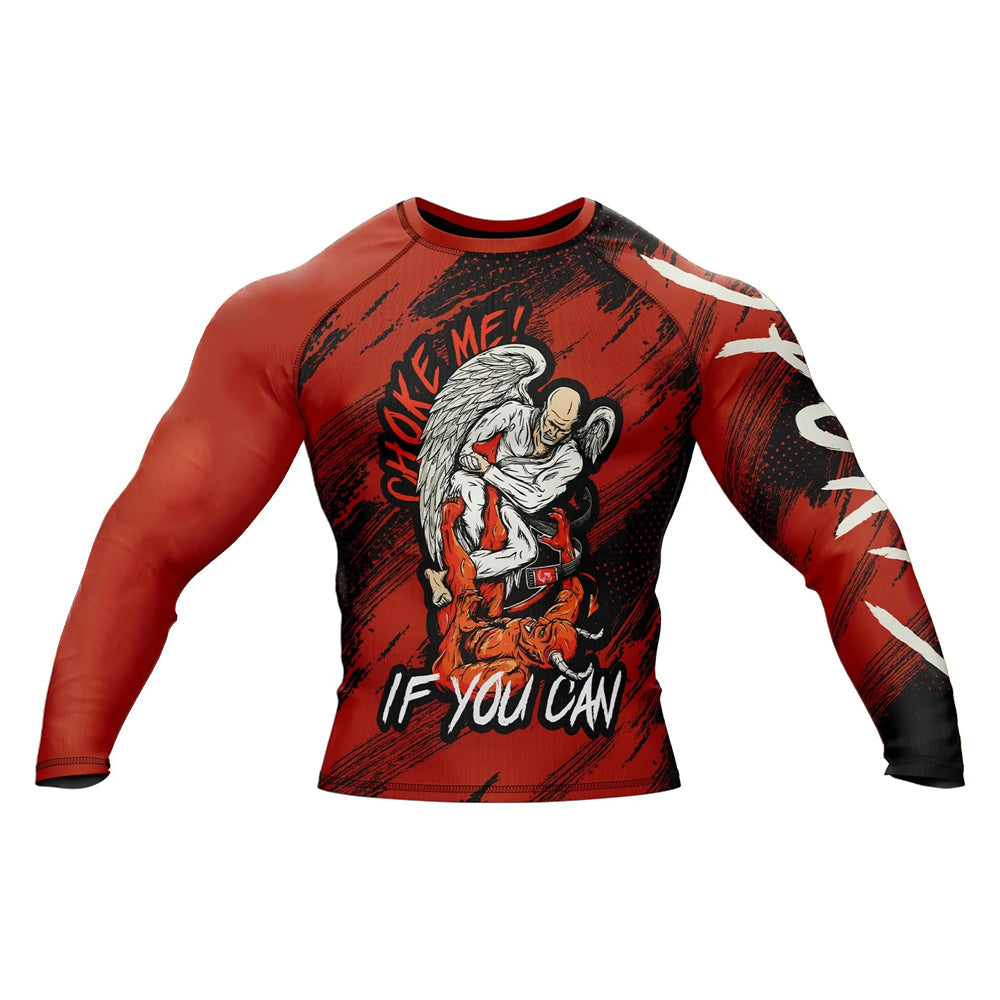 'Choke Me If You Can' St. Michael The Archangel Long Sleeve Compression Rashguard